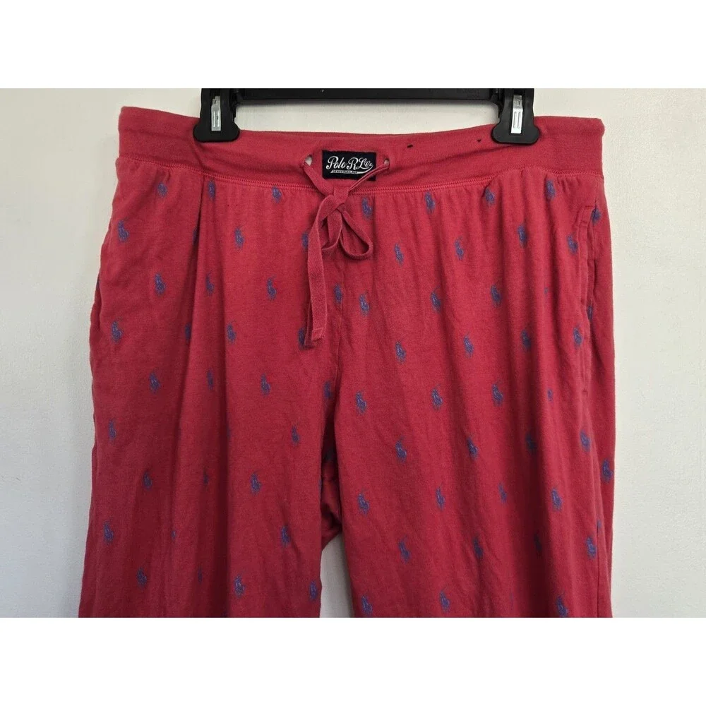 Polo Ralph Lauren Pants Mens L Polo Pony Pajama Red Lounge Sleepwear AOP